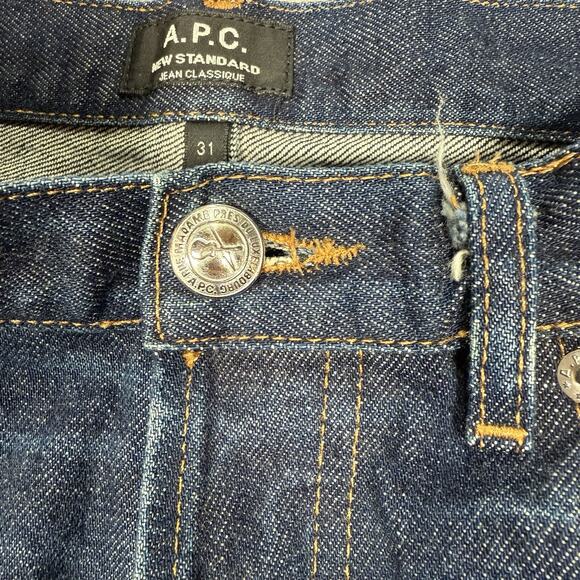 APC Selvedge Jeans New Standard Classique Size 31x32 Red Lines Slim Button Fly - Picture 3 of 12